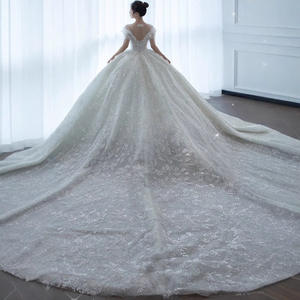فستان زفاف جديد للعروس ثوب الكرة الحديث نسيج خفيف للصغير مقاس كبير للحوامل الحرفية الثقيلة مم فستان خفيف - Product Image 3