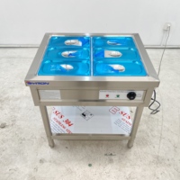 Chauffe-Plats Commercial de Comptoir en Acier Inoxydable 6 Bacs, Bain-Marie à Gaz Propane/GPL, Certifié CE, Pieds Réglables, Roulettes