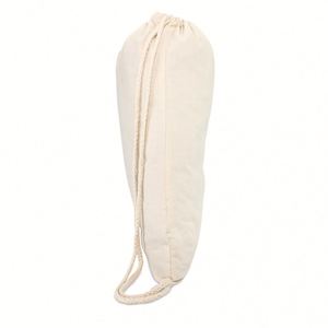 Custom Logo Outing Laundry Lunch School Camping Reusable <b>Canvas</b> <b>Backpack</b> Beige Printed Drawstring Bags - Product Image 3