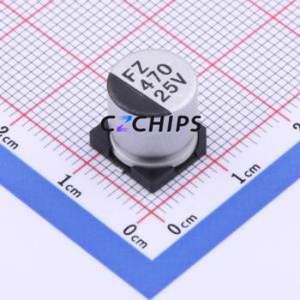 ตัวเก็บประจุอิเล็กโทรไลต์อะลูมิเนียมแบบ SMD รุ่น FZ470UF25V90RV0113 ขนาด D10xL10.5 มม. ความจุ 470uF 20% 25V 670mA-120Hz - Product Image 1