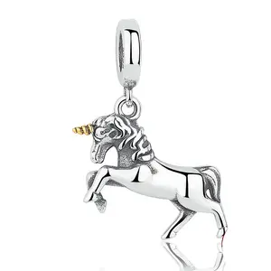Großhandel 925 Sterling Silber Pristine Einhorn Schmuck Pferd Charme für Schlange Armband Kette