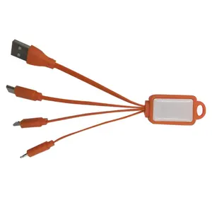定制礼品Logo 4 合 1 快速充电电缆USB数据传输电缆创意钥匙扣，适用于所有手机