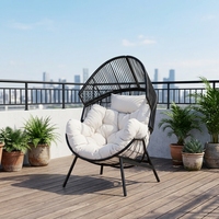 EVERSHINE Sedia da Giardino Moderna per Esterni con Struttura in Vimini e Rattan, Gambe Cabriole, Cuscino Resistente e Impermeabile, Adatta a Tutte le Condizioni Atmosferiche