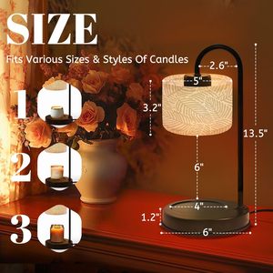 Lampe chauffe-bougie moderne avec abat-jour à motif de feuilles, réglable et à intensité variable, pour la décoration de la maison, prise standard AU - Product Image 2