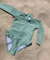 2025 filles taille haute Bikini à volants maillots de bain une pièce Tankini ensembles texture recyclée UPF 50 + maillot de bain côtelé
