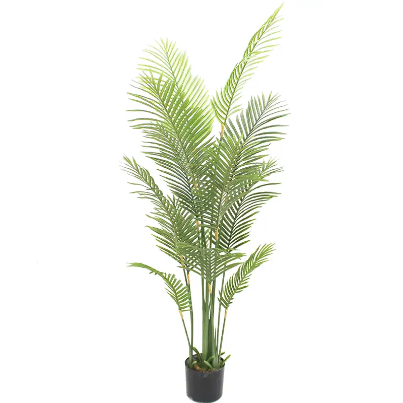Ev bahçe dekoratif gerçek dokunmatik sahte Areca palmiye ağacı UV dayanıklı kapalı/açık yapay palmiye ağacı