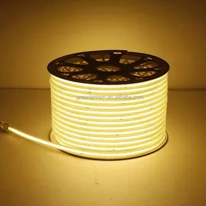 Tira de led cob 220v, à prova d' água ip67, super brilhante, 360led/m, iluminação linear, cri 90 cob, fita led flexível, decoração de casa