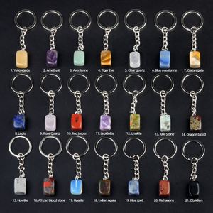 Porte-clés en pierre naturelle de cristal, pendentif en quartz en forme de bloc oblong, cadeau souvenir, vente en gros - Product Image 3