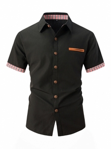 Nuova <span class=keywords><strong>Camicia</strong></span> Estiva da <span class=keywords><strong>Uomo</strong></span> a <span class=keywords><strong>Quadri</strong></span>, Manica Corta, Vestibilità Slim, Casual - Product Image 6