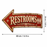 Plaque Métallique Vintage en Étain avec Flèche pour Toilettes, Décoration Murale Directionnelle Rustique pour Bar et Café, Embossée, Personnalisée, OEM, Direct Usine