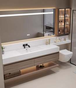 Meubles de salle de bain de luxe avec grand miroir, ensembles de meubles de salle de bain personnalisés, meubles-lavabos de salle de bain avec lavabo en céramique haut de gamme - Product Image 5