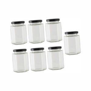 Precio de Fábrica al por Mayor, Botella de Vidrio Hexagonal de Alta Calidad de 280 ml, 450 ml, 730 ml, Tarro Hexagonal para Mermelada y Miel con Tapas Metálicas - Product Image 1