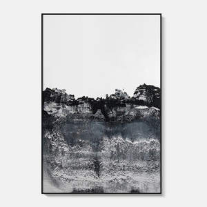 Pittura a inchiostro in stile cinese colore scuro dipinto a mano Texture art Interior design wall decor incorniciato arti e dipinti della parete - Product Image 2