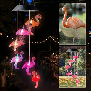 Carillons éoliens rustiques solaires Flamingo Garden Decor Yard Mom Women Girl Love Gift Night Lamp Led Lights Outdoor Solar Wind Chime - Product Image 2