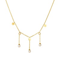 Collier ras du cou pour femme, style luxe léger, polyvalent, avec chaîne plaquée or, perles et pendentif étoile à cinq branches