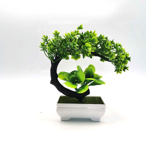 ホットセール ミニ人工盆栽 白い鉢付き ホームデコレーション用 - Product Image 1