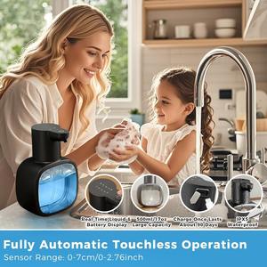 Distributeur de savon automatique sans contact rechargeable 500 ml, 3 niveaux, mural, moussant, pour la maison, best-seller - Product Image 4