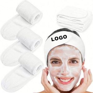 Custom Woven Logo Printed Spa Headband Women Girl Skincare Face Washing Hairband <b>Wrap</b> Make up Microfiber Spa Head Bands - Product Image 1