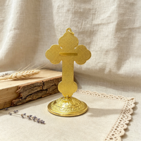 Croix de table orthodoxe HT, crucifix en alliage de zinc émaillé avec base, décoration religieuse pour autel, cadeau