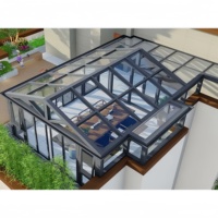 Freistehender Wintergarten Aluminium legierung Wintergarten Glashaus Tragbare Sicherheits pyramide Form Glas Garten Jurte Zelt Niedriger Fabrik preis