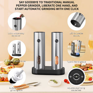 Aço inoxidável Salt and <span class=keywords><strong>Pepper</strong></span> Mills USB recarregável automática Salt and <span class=keywords><strong>Pepper</strong></span> Grinder Sal Elétrico e Pimenta Grinder Set - Product Image 3