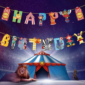 Bannière de ballons sur le thème du carnaval et du cirque Hstyle, pompons en papier, ballon de <span class=keywords><strong>clown</strong></span> de carnaval, décoration de fête d'<span class=keywords><strong>anniversaire</strong></span> joyeuse SET411 - Product Image 2