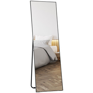 HOMCOM Modern <b>Full</b> <b>Length</b> Floor <b>Mirror</b>, Freestanding or <b>Wall</b> <b>Mounted</b> Design, 40x150cm, Black - Product Image 1