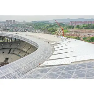 SAFS struktur bangunan baja atap gimnium, kualitas tinggi rentang besar rangka Olahraga Stadion