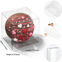 Boîtes pliantes transparentes en PVC PET de 3x3x3 pouces, boîtes cadeaux en plastique pour fêtes avec rubans, boîtes individuelles pour bonbons
