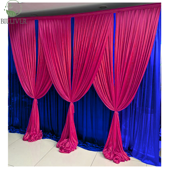 New Double Ice Silk Gauze Wedding Stage Decoration Cloth Curtain Background Birthday White Backdrop Curtain Wedding Event Party