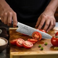 Couteau de cuisine professionnel Gyuto 8 pouces en acier VG10, manche octogonal en résine époxy durable, lame de chef en acier Damas ultra-affûtée