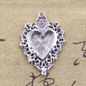 Tengkorak mahkota api hati antik logam jimat perak Tibet liontin perunggu untuk DIY perhiasan antik membuat 41x29MM paduan utama - Product Image 6