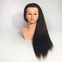 Tête de Mannequin d'Entraînement en Cheveux Naturels pour Coiffure et Barbier - Vente en Gros