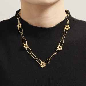 18K Gold PVD Plated Stainless Steel Daisy Flower <b>Bracelet</b> and Necklace <b>Set</b> for Anniversary Occasions - Product Image 6