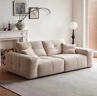 Canapé modulaire carré réglable de luxe, coussins en velours crème moelleux, meubles élégants et confortables pour le salon