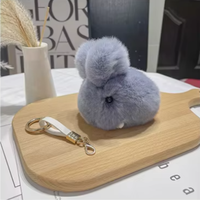 Gantungan Kunci Kelinci Rex Rabbit Fur Plushie, Liontin Tas Mini, Boneka Kelinci Lucu, Gantungan Kunci Boneka Kelinci, Mainan