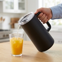 Carafe isotherme à double paroi en acier inoxydable de 1500 ml avec couvercle PCTG Magslider 50 oz, carafe à bière, thé, café avec poignée