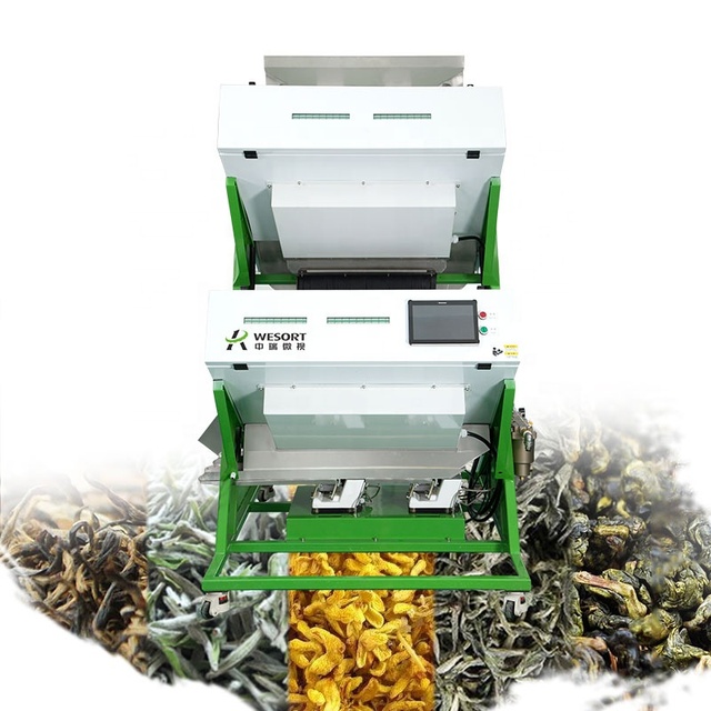 For CCD Color & Shape Sorter Green Tea Sorting Machine with <100KG Capacity 0.5-0.7 Mpa Air Pressure 99% Cleaning Rate