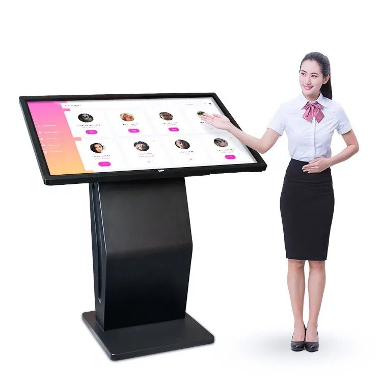 New design 22 43 55 inch Android multi touch screen kiosk with printer
