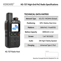 KENEARD KE-727 Talkie-walkie 4G POC à portée mondiale avec positionnement GPS Beidou, batterie 3000 mAh, double carte Nano SIM, radio bidirectionnelle, sortie 2W
