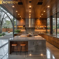 KNOWDOW Armoires de cuisine américaines Île de pierre frittée en peau de bois Personnalisation de la maison entière Villa Maison élégante