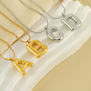 Zogxin Alphabet Pendant Necklace Stainless Steel Snake Chain Letter A B C Fashion Jewelry For Women Gift - Product Image 2