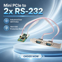 Tarjeta Mini PCIe a RS232 Industrial Exar XR17V352, Adaptador de Expansión Serial de 2 Puertos DB9, Controlador COM para Automatización POS IPC