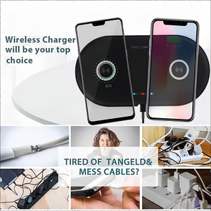 Laimoda mới 2 trong 1 không dây kép sạc pad cho điện thoại di động không dây nhanh chóng sạc <span class=keywords><strong>Dock</strong></span> Trạm Sạc không dây từ - Product Image 5