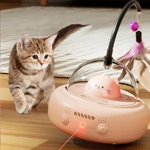 Intelligent Plastic Cat Toy Red Dot Laser <b>Rainbow</b> <b>Light</b> Obstacle Avoidance USB Charging Automatic Standby Bionic Cat Teaser - Product Image 2