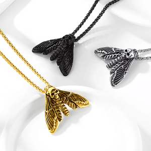 Tête de mort papillon pendentif collier pour hommes garçons acier inoxydable crâne papillon collier gothique Punk bijoux Halloween fête - Product Image 5