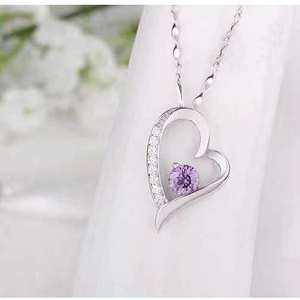 Collar con colgante de circón en forma de corazón de plata para mujer, joyería de moda recién llegada - Product Image 3