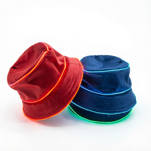 BEST LED Luminous <b>Bucket</b> <b>Hat</b> Solid Color Fisherman Cap Neon Glowing Panama Style for Men Women Party Outdoor - Product Image 1