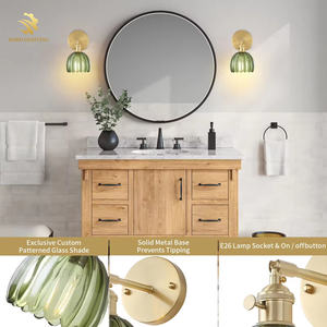 现代简约花卉玻璃壁灯现代金色床头灯卧室书房发光二极管镜灯北欧壁灯 - Product Image 6