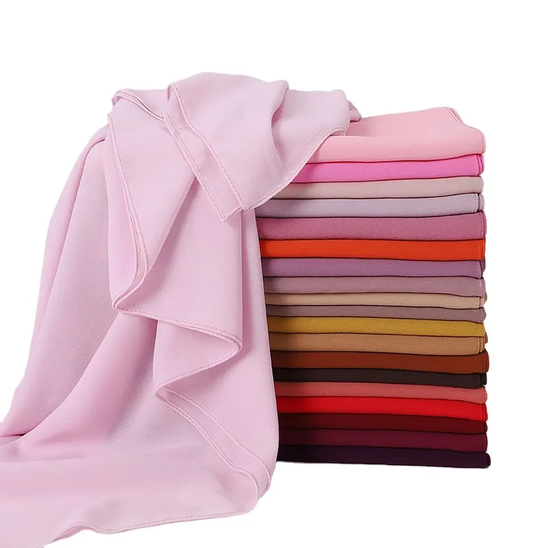 Lenços Hijab para mulheres, lenço de chiffon quadrado para mulheres, lenço de cabeça lisa, lenço de cachecol, lenço de cabeça muçulmana, 110x110cm, Malásia